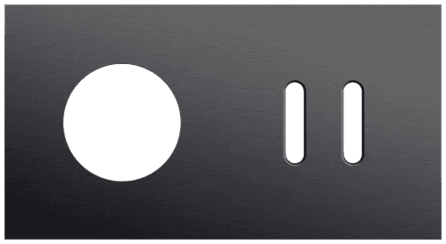 Plaque de recouvrement double, horizontale 71 mm d'entraxe, pour une fonction de prise de courant et une fonction de commutation double, Niko Rocker alu black brushed vue 1