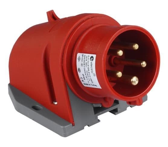 Prise CEE mâle murale 5 x 16A 380 - 415Vac Rouge IP44 avec raccords rapides vue 1