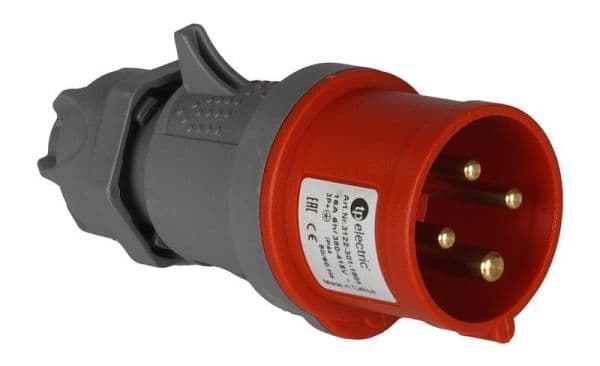 Fiche CEE mâle 4 x 32A 380 - 415Vac Rouge IP44 avec raccords rapides vue 1