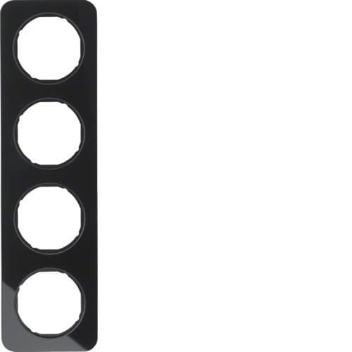 Plaque de recouvrement 4 postes Berker R.1 Verre, Noir vue 1