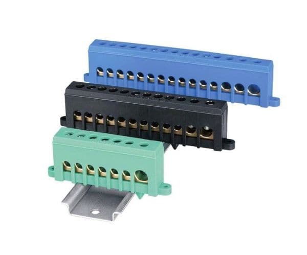 Barre de terre pour rail din section 1 x 35 - 2 x 25 - 12 x 16 Grise vue 1