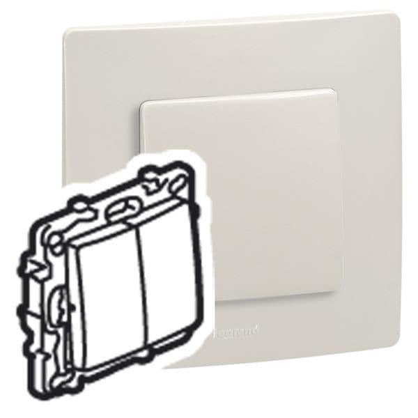 Niloé interrupteur 2 directions double 10AX 250V Crème à vis vue 1