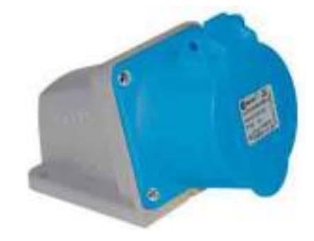 Prise CEE femelle murale 4 x 32A 200 - 250Vac 9h Bleu IP44 avec raccords à visser vue 1