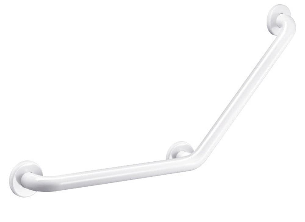 Delabie Basic barre appui coude 135° D32mm 400x400mm inox époxy blanc vue 1