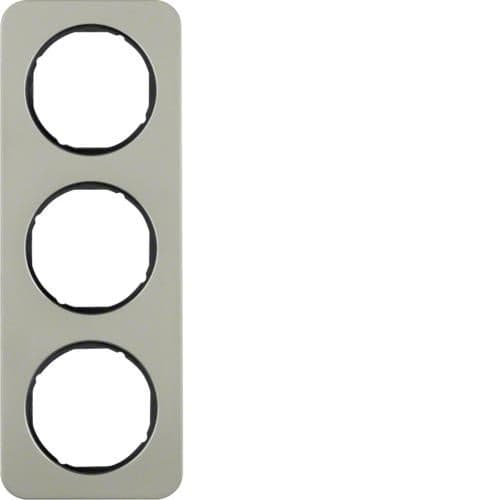 Plaque de recouvrement 3 postes Berker R.1 Acier Inox / Noir vue 1