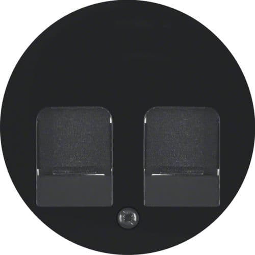 Enjoliveur avec 2 volets antipoussière et porte - étiquette Berker R.1 / R.3 Noir, brillant vue 1