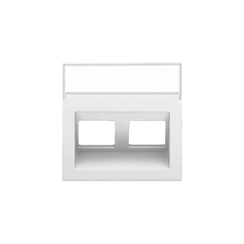 Enjoliveur data 2x RJ sortie oblique, couleur white coated vue 1