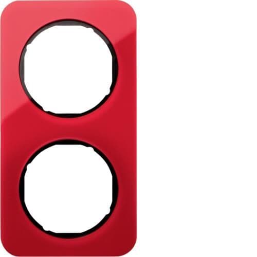 Plaque de recouvrement 2 postes R.1 acryl Rouge transparent / Noir vue 1
