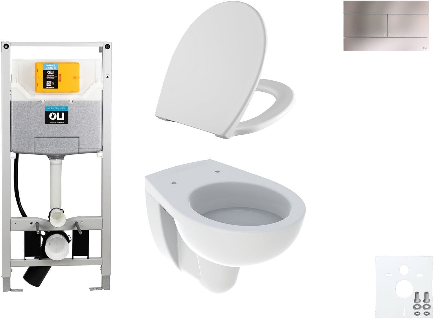 WALLFIX OLI WC SUSPENDU BASTIA D600 SOFTCLOSE + LIFT-OFF SLIM INOX vue 1