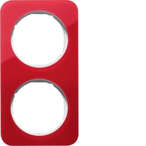 Plaque de recouvrement 2 postes R.1 acryl Rouge transparent / Blanc polaire vue 1
