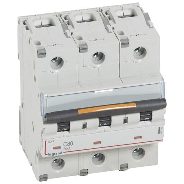 Disjoncteur DX³ 3 pôles courbe C 80A 400V - 25kA - 4,5 modules vue 1