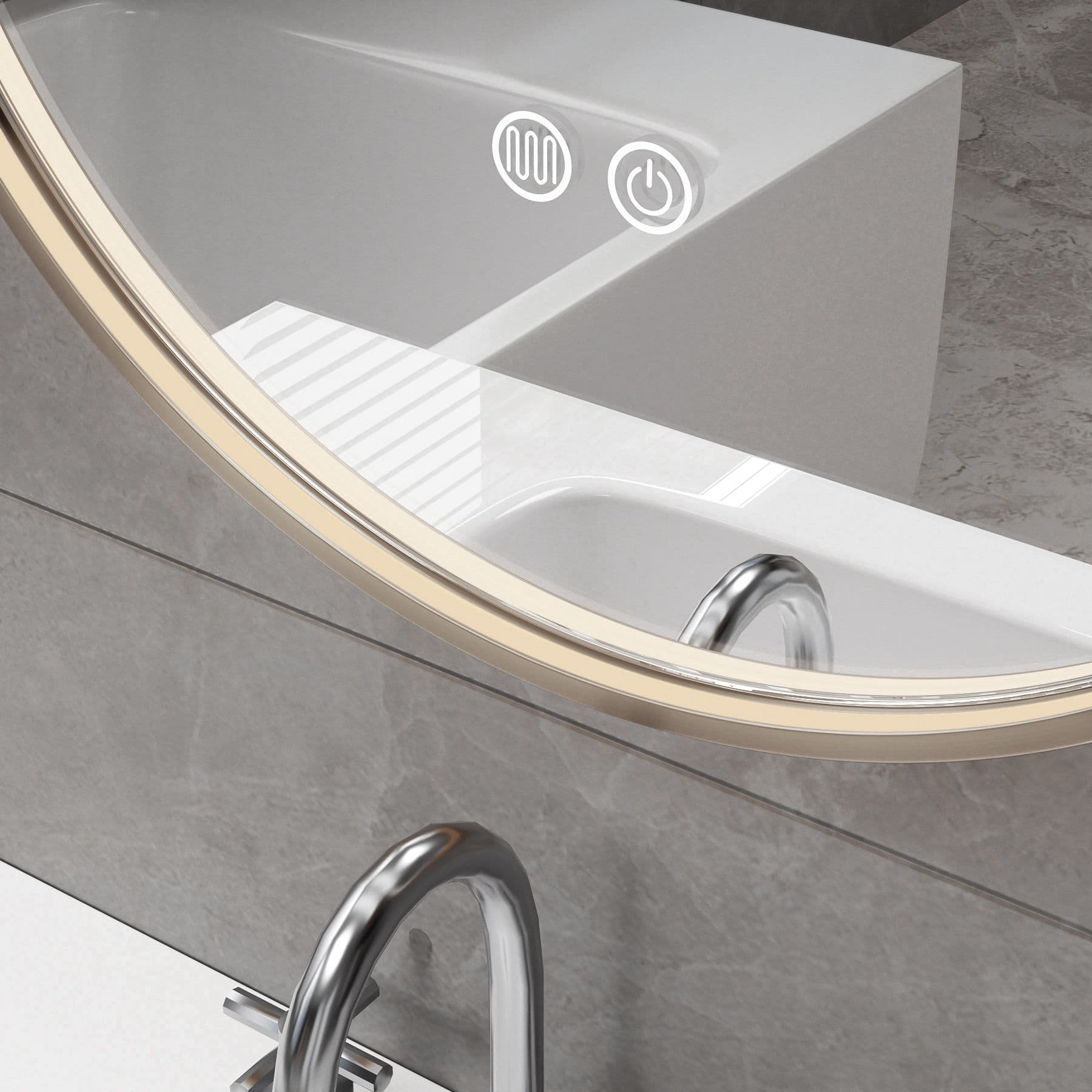 ALONI AVALO MIROIR - AVEC ÉCLAIRAGE LED - OVALE - AVEC CADRE - ANTI-BUÉE - TEMPÉRATURE DE COULEUR LED 3000-6000K - DIMMABLE - 50X100CM - BRUN BRONZE BROSSÉ vue 1