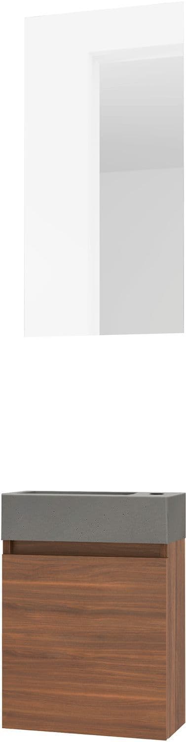 LAVE-MAINS FORM MINI BETON/ 1 PORT/MIROIR NOYER vue 1