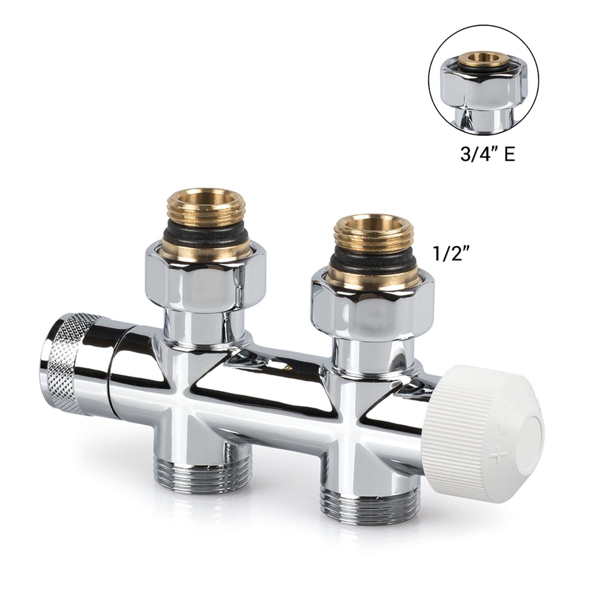 CORPS DE VANNE DESIGN ÉQUERRE BLANC 3/4’’ EK 1/2’’ M30 vue 1
