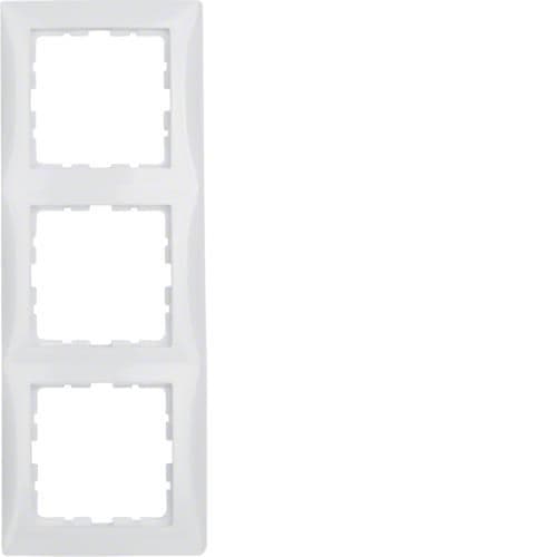 Plaque de recouvrement 3 postes Berker S.1 Blanc polaire, brillant vue 1