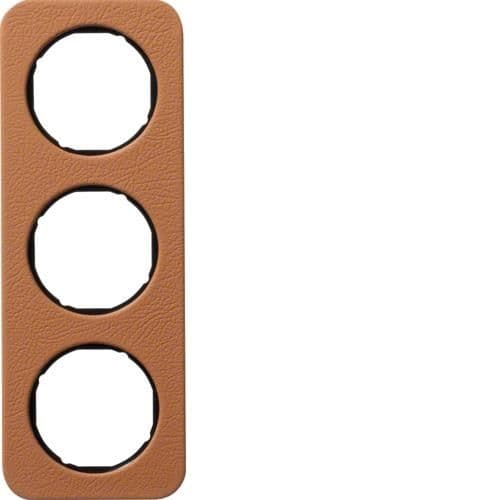 Plaque de recouvrement 3 postes R.1 Cuir Bruin / Noir vue 1