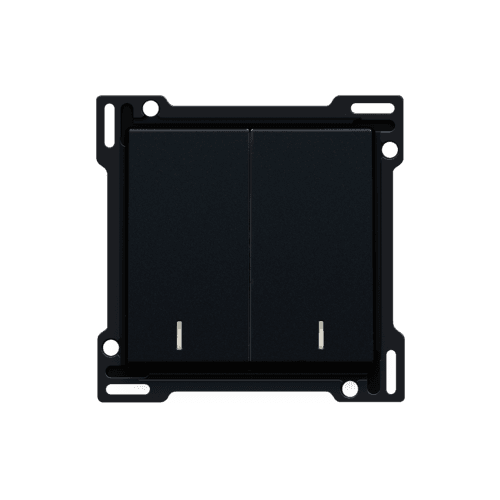 Set de finition avec double voyant pour interrupteur double allumage, interrupteur va-et-vient + bouton-poussoir N.O., interrupteur va-et-vient double ou bouton-poussoir double N.O. ou N.F., couleur black coated vue 1