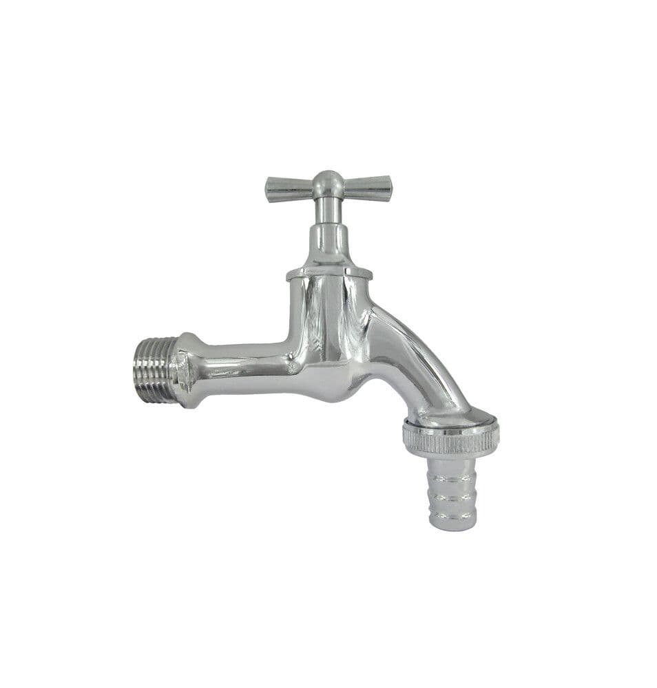 Robinet double service avec bec en métal 1/2" chromé vue 1