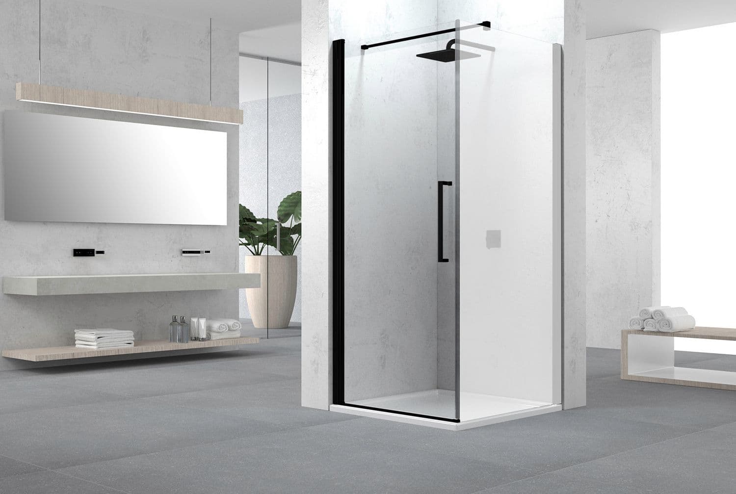 PORTE PIVOTANTE ANGLE SWING 97-99 H200 NOIR MAT-CLAIR vue 1