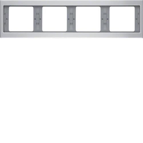 Plaque de recouvrement 4 postes pour montage horizontal Berker K.5 Alu vue 1