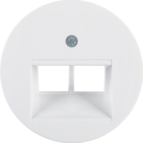 Enjoliveur pour prise informatique double Berker R.1 / R.3 / R.Classic Blanc polaire, brillant vue 1