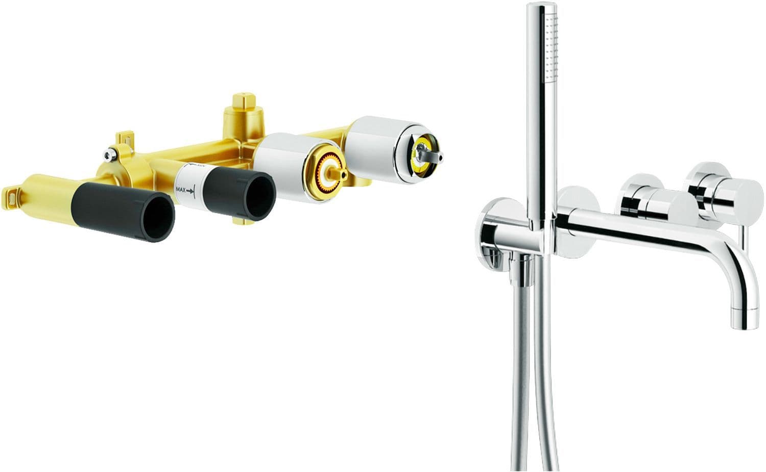 MITIGEUR BAIN 4TROUS MURAL LIVE/VELIS NOBILI CHROME vue 1