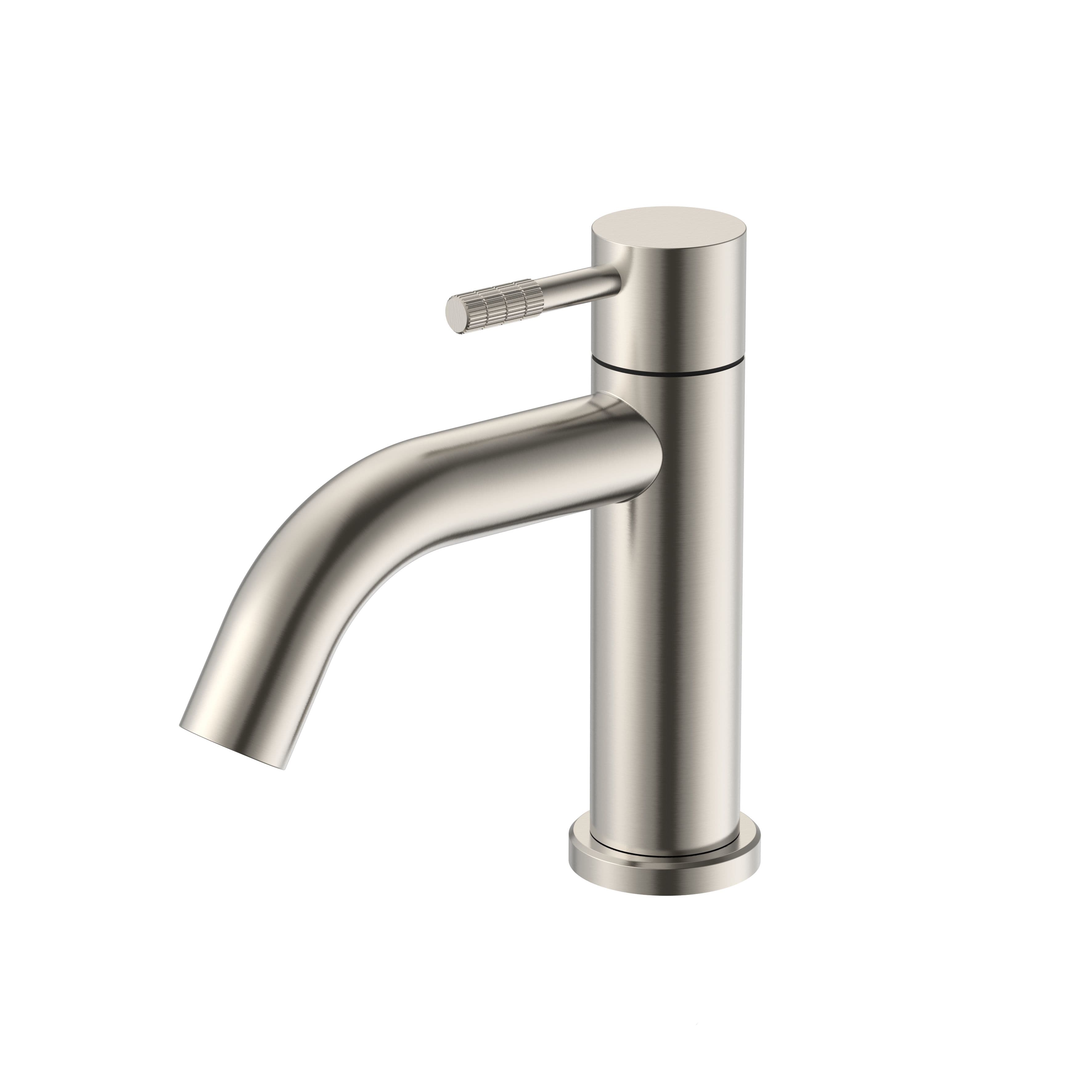 STRIA ROBINET EAU FROIDE – POIGNÉE AVEC STRUCTURE STRIÉE RAFFINÉE – SANS BONDE – ACIER INOX BROSSÉ vue 1