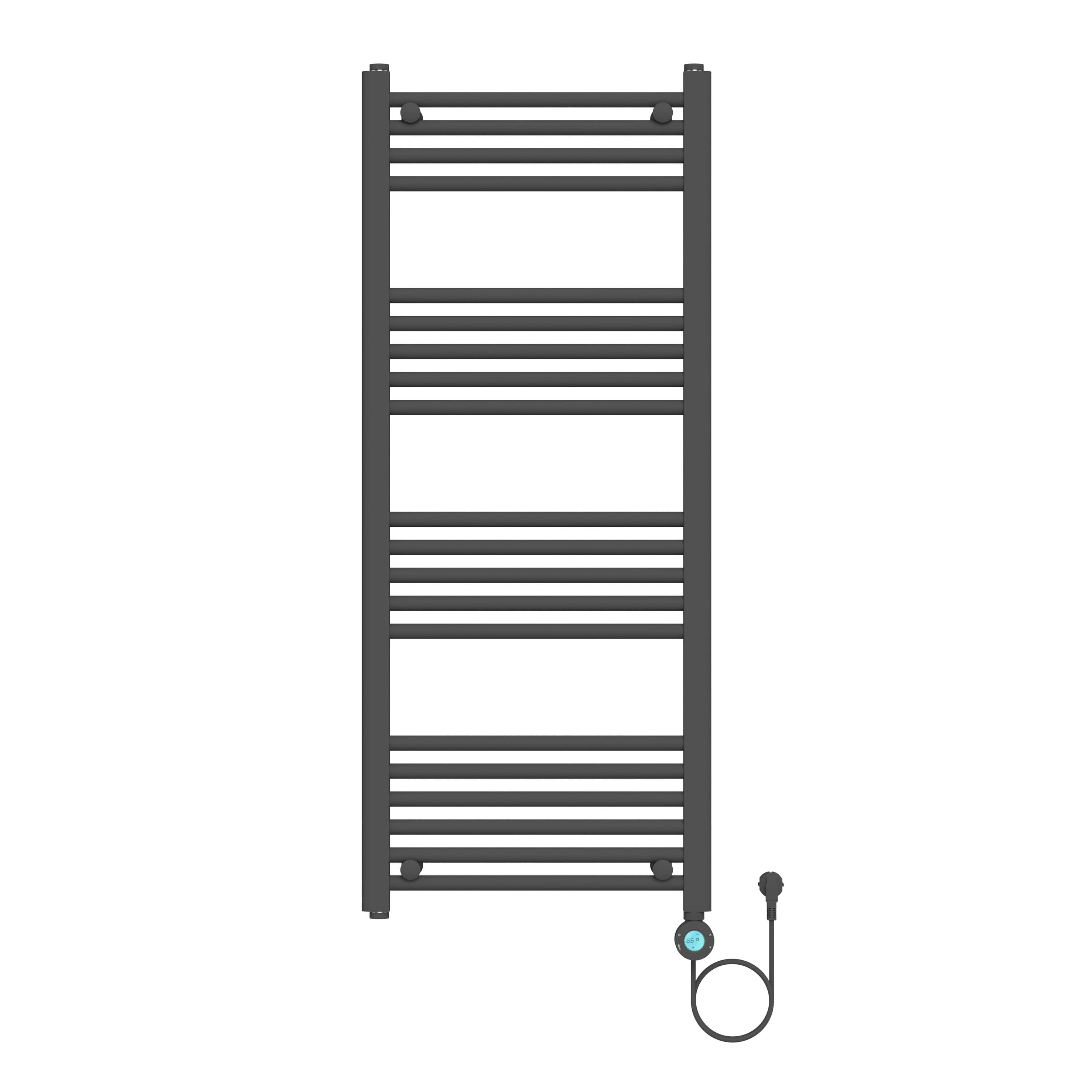 BELRAD SÈCHE-SERVIETTES ÉLECTRIQUE – AVEC THERMOSTAT NUMÉRIQUE PROGRAMMABLE – SMART WIFI - RACCORD À DROITE – 700W – 1200X500 MM – NOIR MAT vue 1