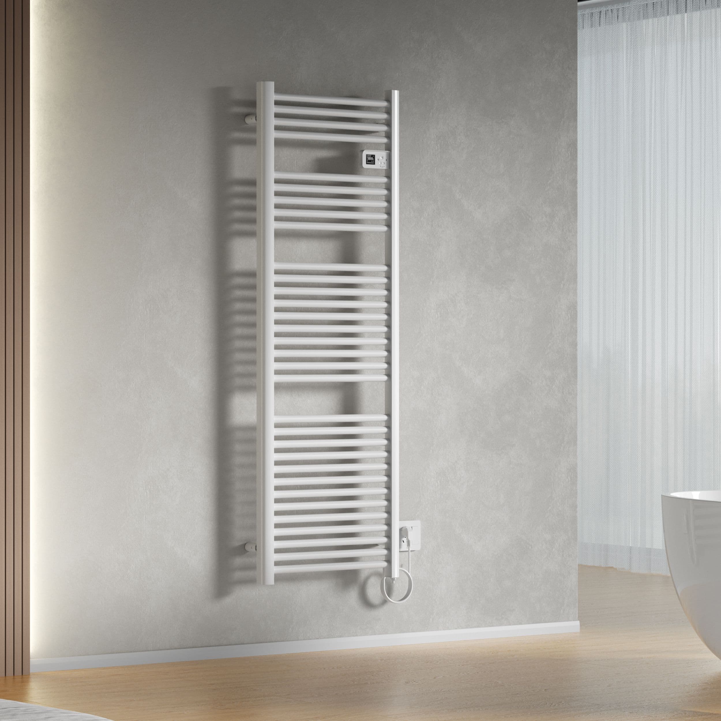 BELRAD SÈCHE-SERVIETTES ÉLECTRIQUE – AVEC THERMOSTAT NUMÉRIQUE PROGRAMMABLE – SMART WIFI - 850W – 1600X540X133 MM – BLANC BRILLANT vue 1