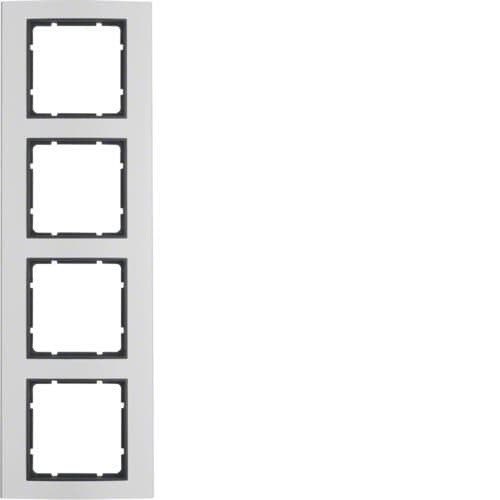 Plaque de recouvrement 4 postes Berker B.3 Alu / Anthracite vue 1