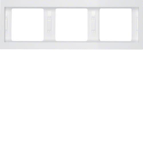Plaque de recouvrement 3 postes pour montage horizontal Berker K.1 Blanc polaire, brillant vue 1