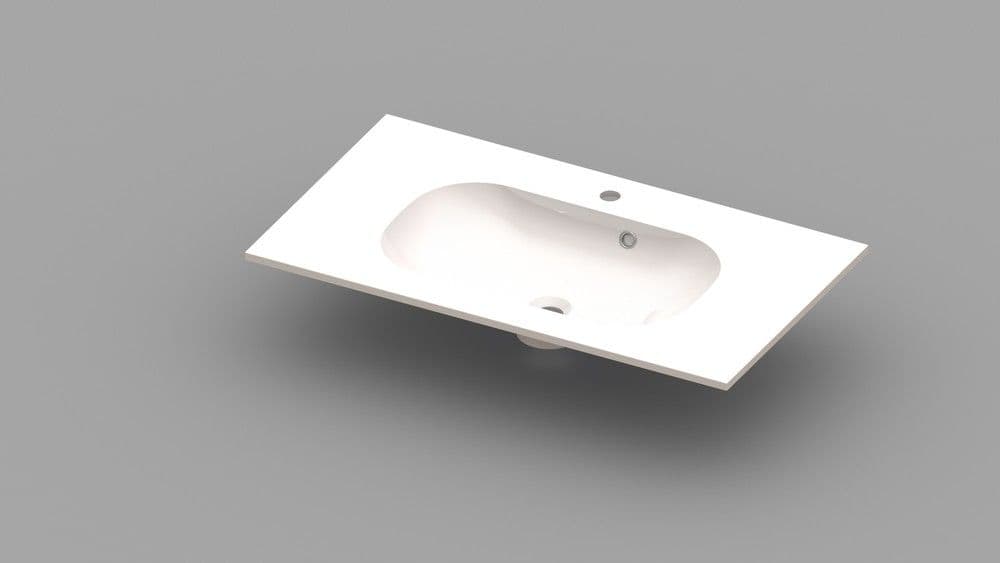 Van Marcke Ovum tablette avec 1lavabo 900x500x200mm blanc marbre artificiel vue 1