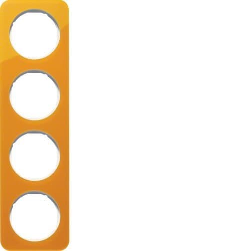 Plaque de recouvrement 4 postes R.1 acryl Orange transparent / Blanc polaire vue 1