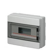 Coffret apparent 12 modules Gris 1 rangée avec porte transparente IP65 dimensions 280 x 220 x 100mm vue 1