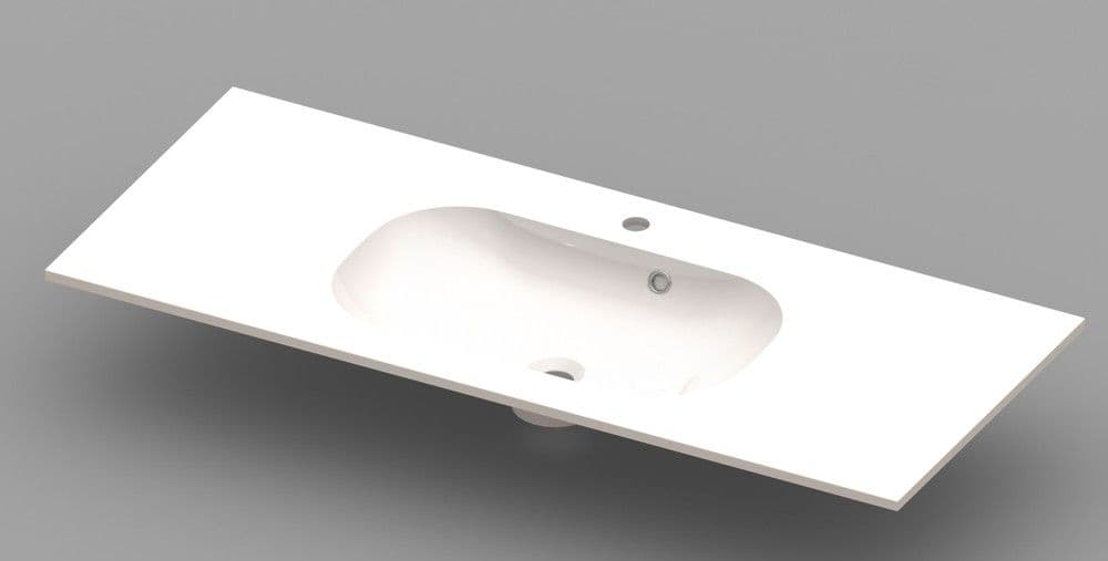 Van Marcke Ovum tablette avec 1 centrale lavabo 1200x500x200mm blanc vue 1