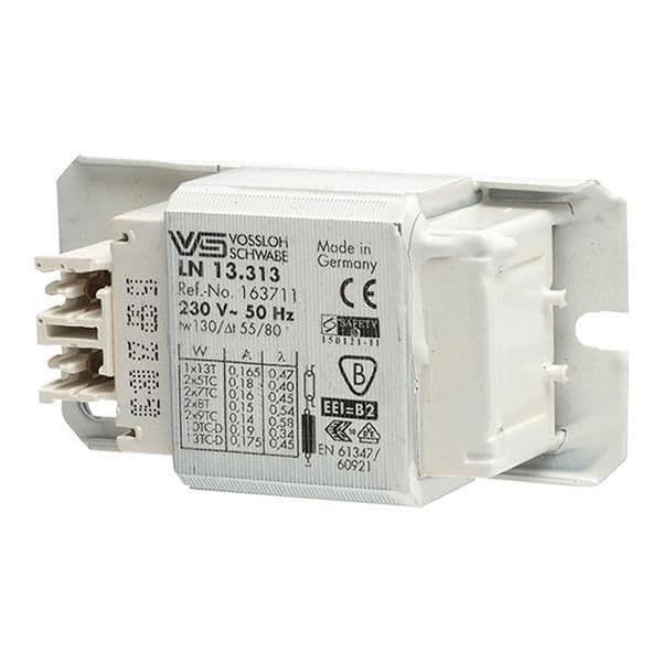 Ballast 1 x 13W 2 x 5W / 6W / 7w / 8W / 9W 230V 50Hz 85 x 75 x 34mm vue 1