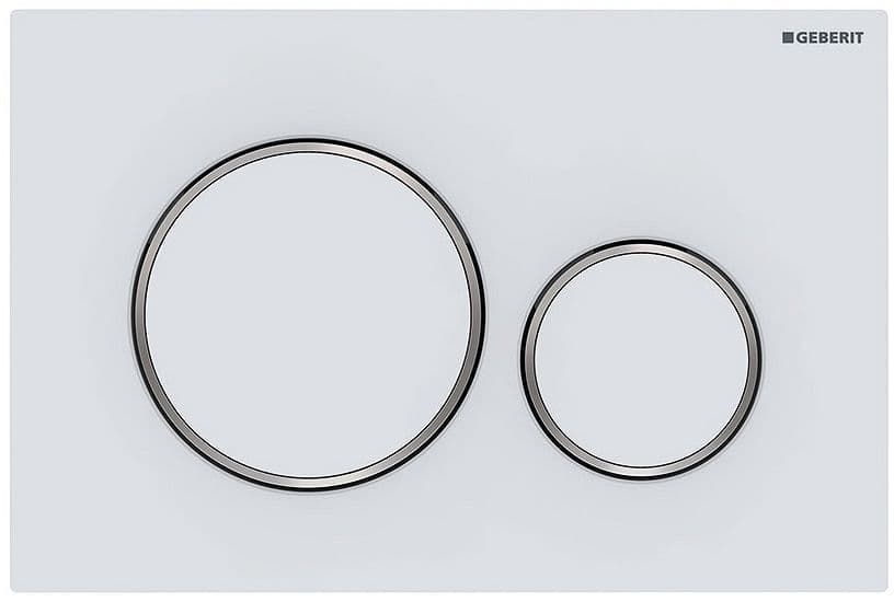 PLAQUE DE COMMANDE 2 TOUCHES SIGMA20 GEBERIT BLANC SATIN-CHROOM BRILLANT EASY-TO-CLEAN vue 1