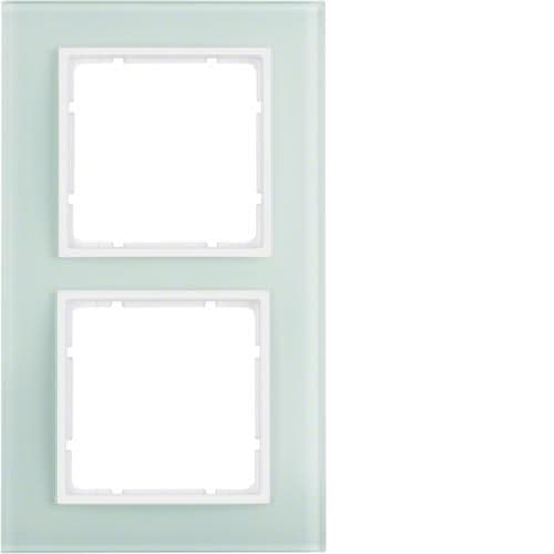 Plaque de recouvrement 2 postes Berker B.7 Verre, Blanc polaire vue 1