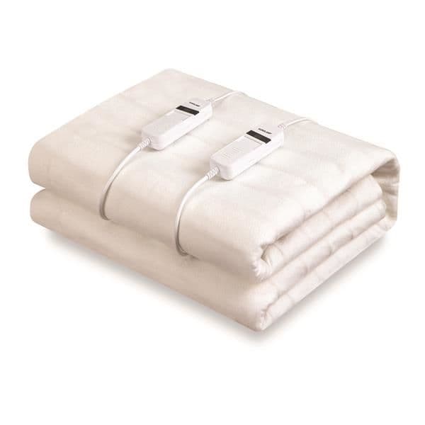 Sous couverture chauffante double 1,60 x 1,40m avec 3 réglages de chaleur et minuterie lavable 2x60W vue 1
