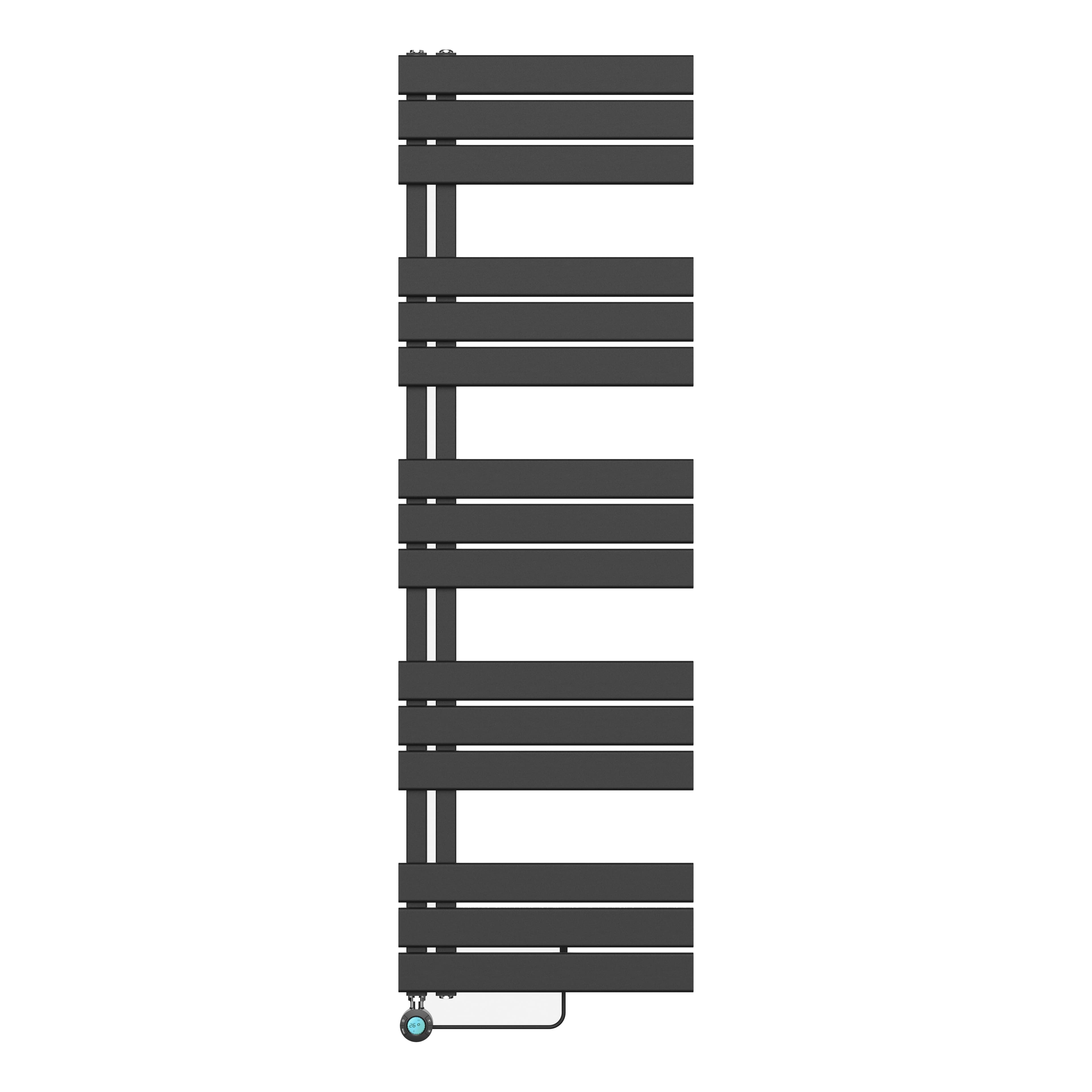 BELRAD SÈCHE-SERVIETTES ÉLECTRIQUE – AVEC THERMOSTAT NUMÉRIQUE PROGRAMMABLE – RACCORD À GAUCHE – 755W – 1600X500 MM – NOIR MAT vue 1