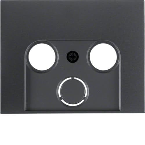 Enjoliveur pour prise coaxiale 2 et 3 trous Berker K.1 Anthracite, mat vue 1