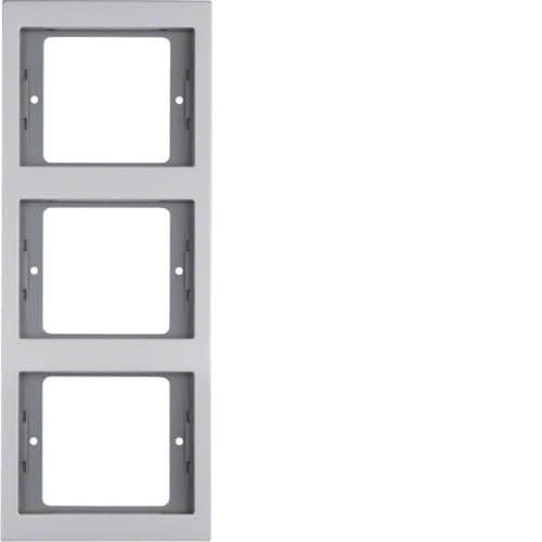 Plaque de recouvrement 3 postes pour montage vertical Berker K.5 Alu vue 1