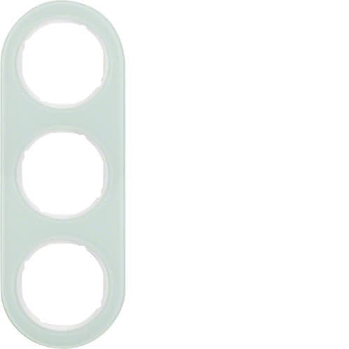Plaque de recouvrement 3 postes Berker serie R.Classic Verre, Blanc polaire vue 1