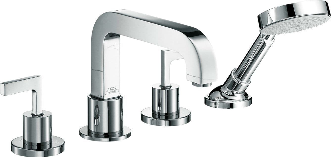 SET DE FINITION BAIN 4 TROUS BAIN CITTERIO POIGNEE DROITE AVEC ROSACE CHROME vue 1