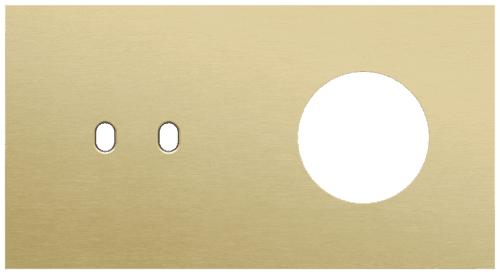 Plaque de recouvrement double, horizontale 71 mm d'entraxe, pour une fonction de commutation double et une fonction de prise de courant, Niko Toggle alu gold brushed vue 1