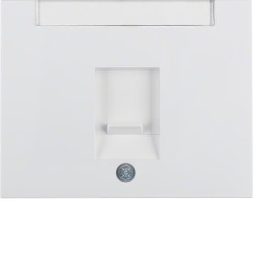 Enjoliveur avec 1 volet antipoussière et porte - étiquette Berker K.1 Blanc polaire, brillant vue 1