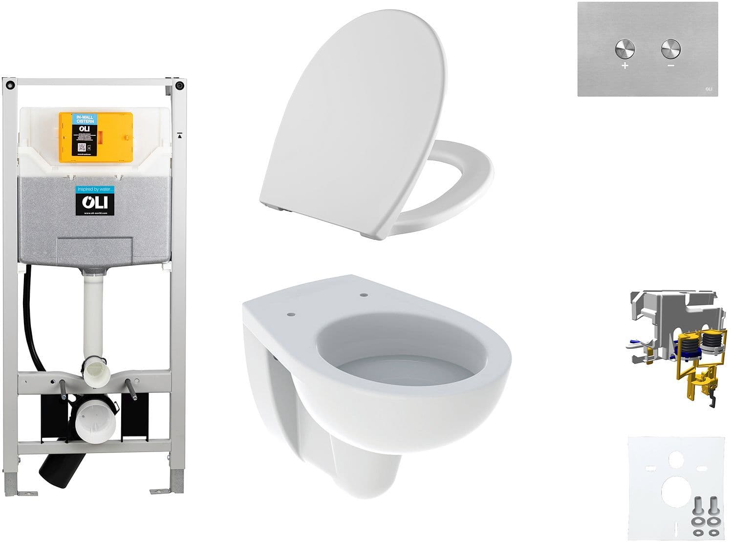 WALLFIX OLI WC SUSPENDU BASTIA D600 SOFTCLOSE + LIFT-OFF BLINK INOX vue 1