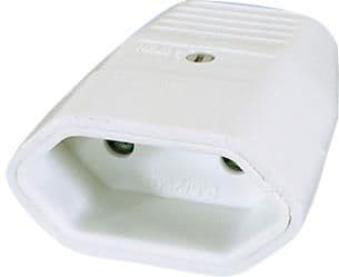 Prise 2 pôles femelle - 2,5A - 230V - Blanc vue 1