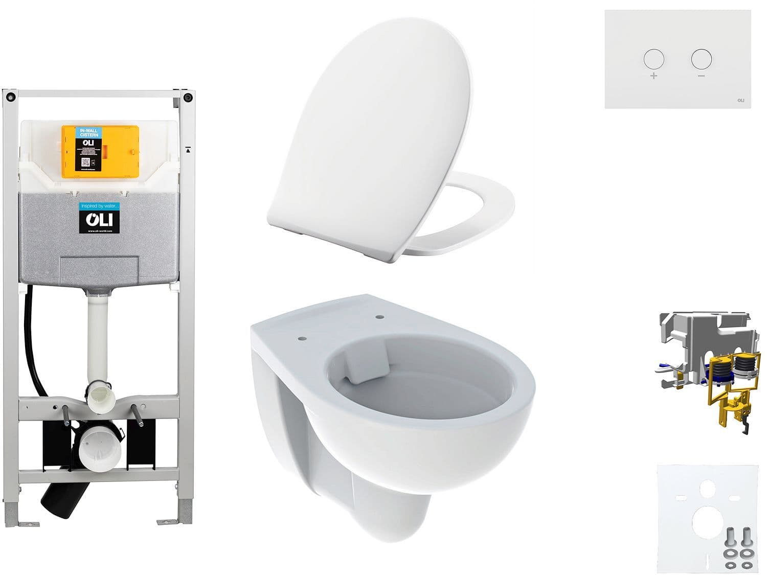 WALLFIX OLI WC SUSPENDU BASTIA RIMFREE PERSSALIT T SOFTCLOSE + LIFT-OFF BLINK BLANC vue 1