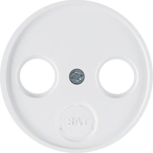 Enjoliveur pour prise coaxiale 2 et 3 trous Berker R.1 / R.3 / R.Classic Blanc polaire, brillant vue 1
